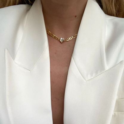 [Copy]Double Layer Crown Nameplate Personalized Gold Plated Name Necklace 