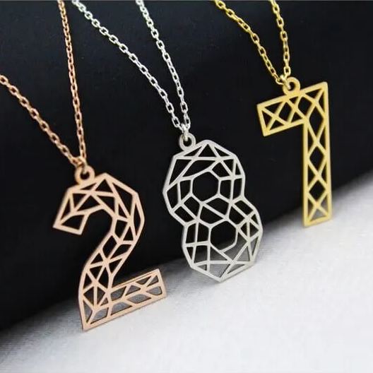 Origami Number Personalized Custom Gold Plated Number Necklace-silviax