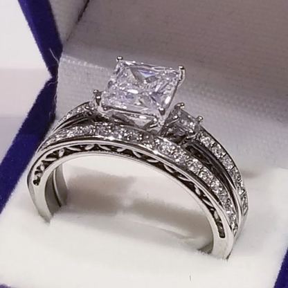 Diamond Cut Silver Matching Ring Personalized Engraved Ring