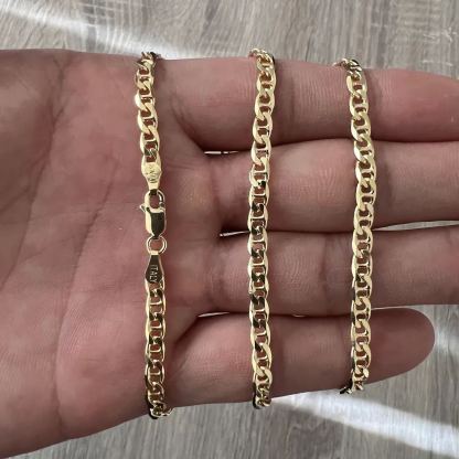 Mariner Chain Gold Plated Men Women Unisex Necklace 4mm 7mm 12mm