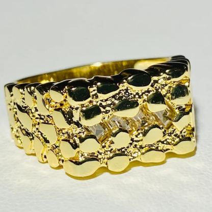 Diamond Nugget Men Ring Personalized Engraved Ring