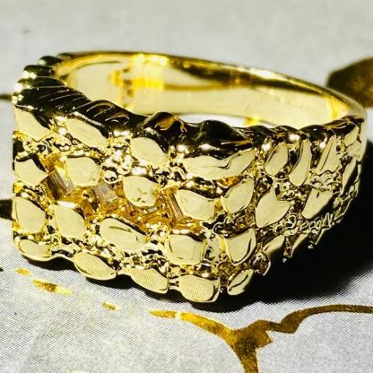 Diamond Nugget Men Ring Personalized Engraved Ring