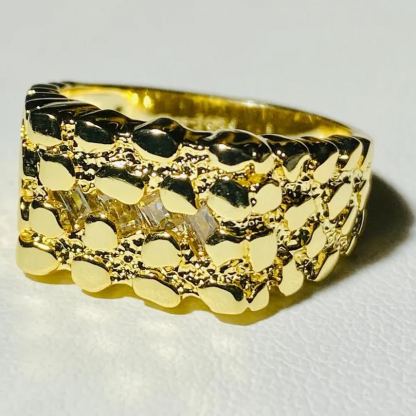 Diamond Nugget Men Ring Personalized Engraved Ring