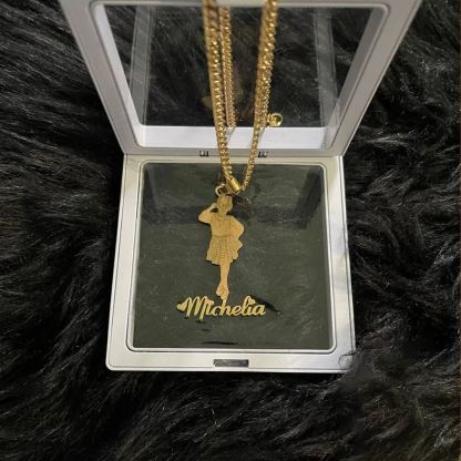 [Copy]Double Layer Shimmering Crown Heart Nameplate Pendant Personalized Name Necklace