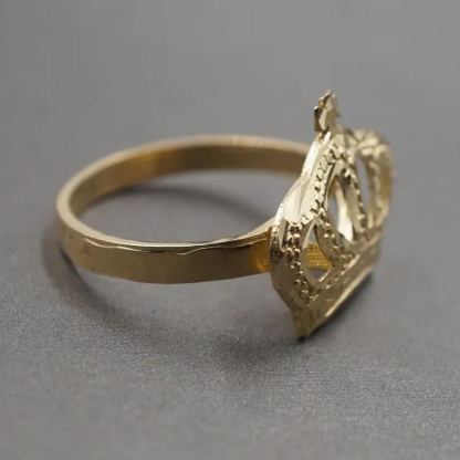 Diamond Cut King Queen Crown Band Ring Personalized Engraved Ring