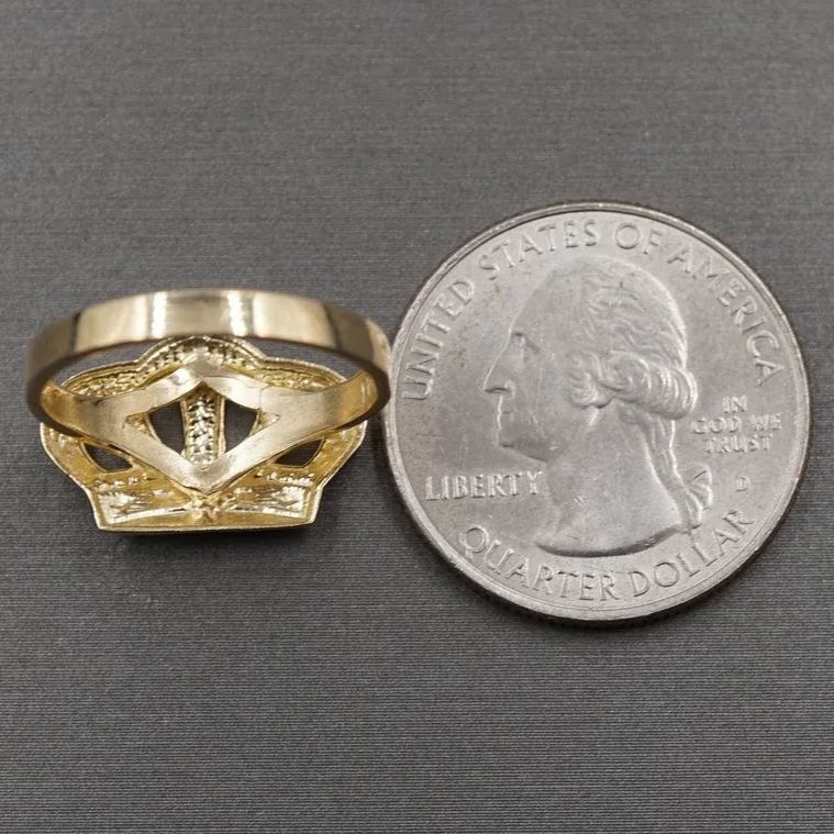 Diamond Cut King Queen Crown Band Ring Personalized Engraved Ring