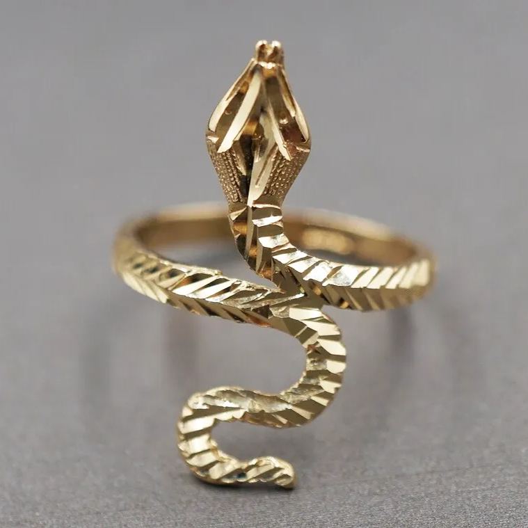 Diamond Cut Snake Shaped Ring Personalized Engraved Ring