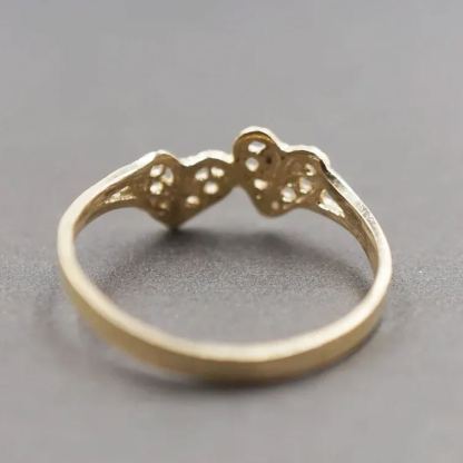 Diamond Cut Double Heart Ring Personalized Engraved Ring