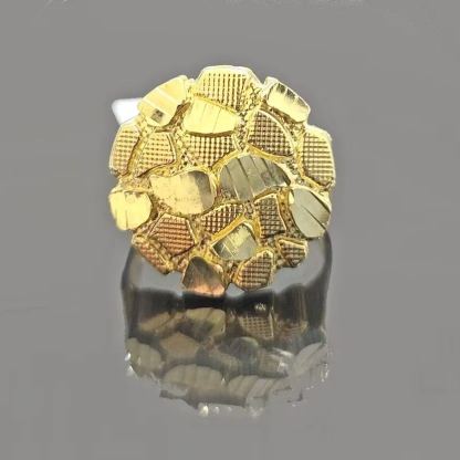 Gold Plated Nugget Vintage Round Personalized Engraved Ring