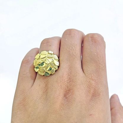 Gold Plated Nugget Vintage Round Personalized Engraved Ring