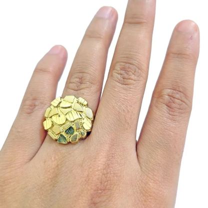 Gold Plated Nugget Vintage Round Personalized Engraved Ring