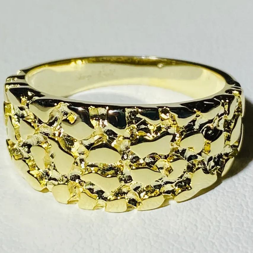 Gold Plated Classic Nugget Ring Custom Engraved Ring