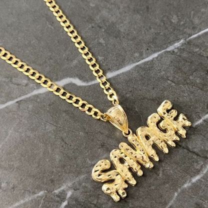 [Copy]Diamond Cut Textured Heart Shaped Pendant Rope Chain Necklace