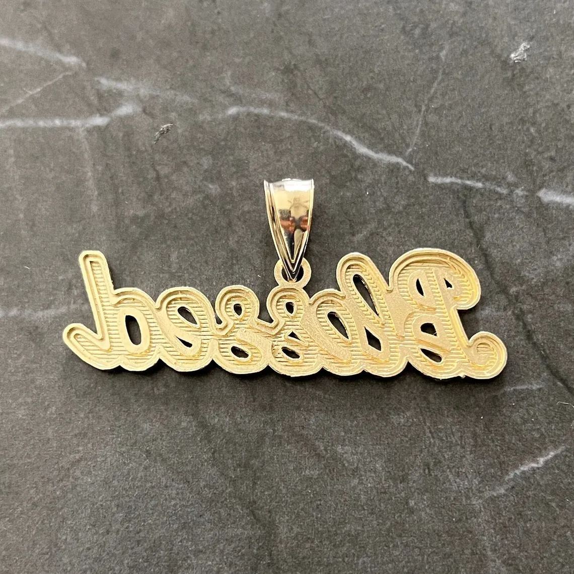 [Copy]Diamond Cut Gold Plated Cuban Chain Custom Name Necklace