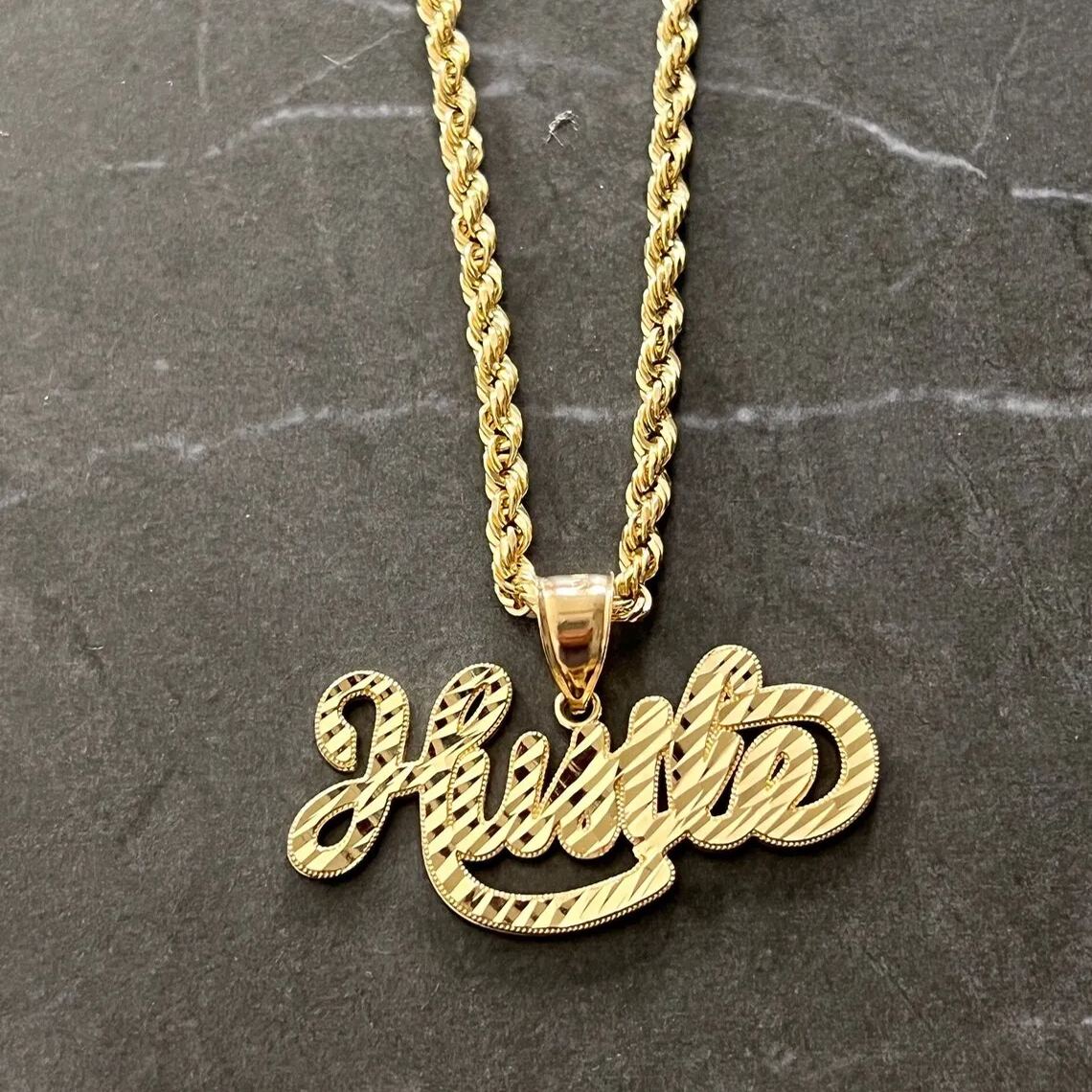 [Copy]Diamond Cut Gold Plated Rope Chain Custom Name Necklace