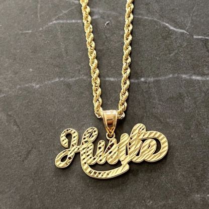 [Copy]Diamond Cut Gold Plated Rope Chain Custom Name Necklace