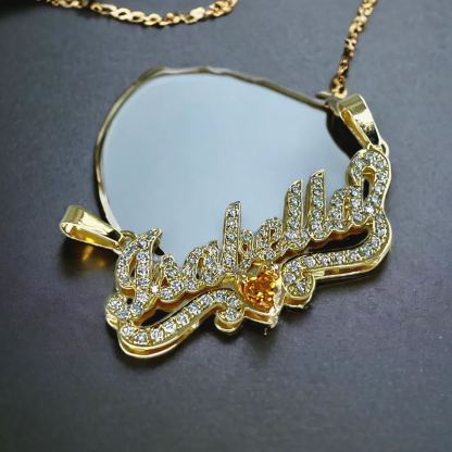 [Copy]Diamond Cut Nameplated Pendant Personalized Name Necklace