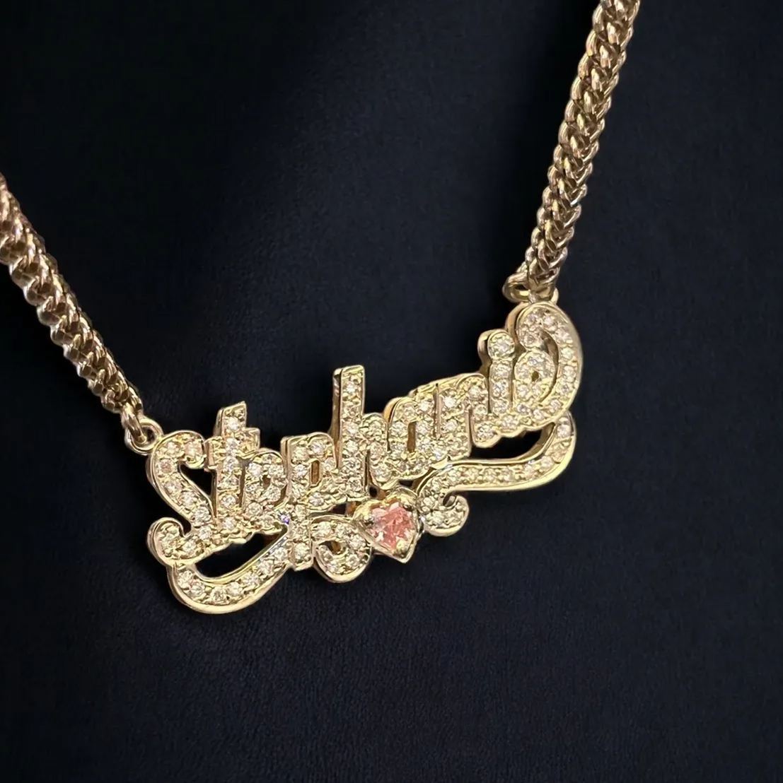 [Copy]Diamond Cut Nameplated Pendant Personalized Name Necklace