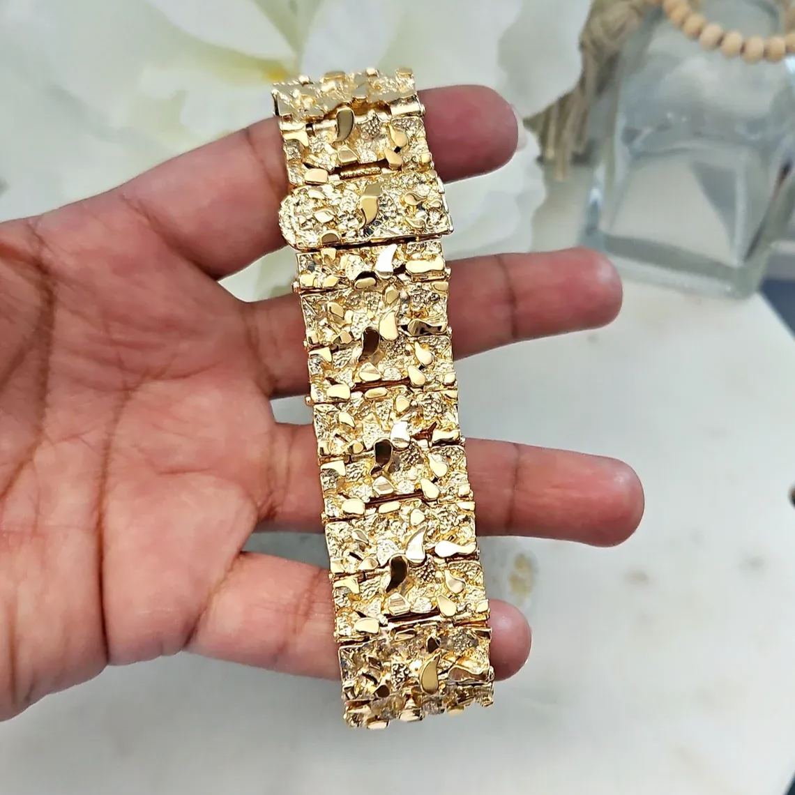 [Copy]Nugget Bracelet Gold Plated Heart Shaped Nugget Bracelet