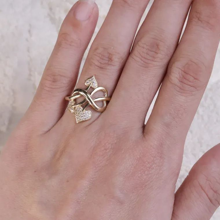 Gold Plated Zircone Cupid's Arrow Heart CZ Ring