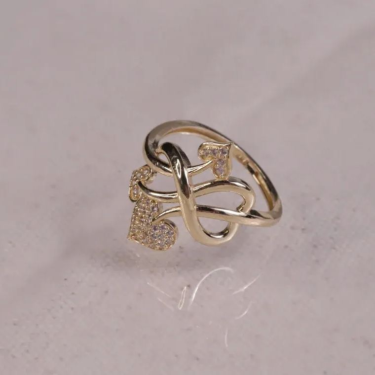 Gold Plated Zircone Cupid's Arrow Heart CZ Ring