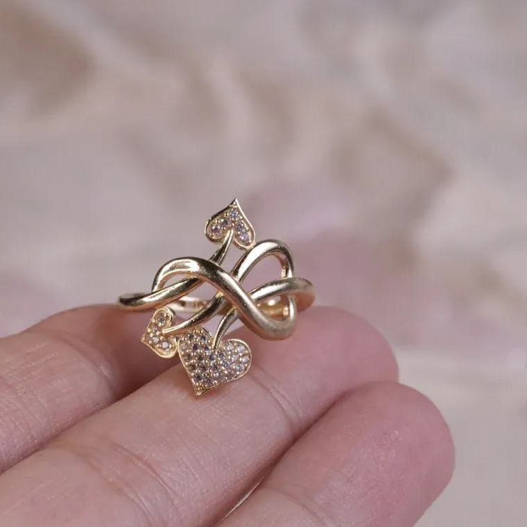 Gold Plated Zircone Cupid's Arrow Heart CZ Ring