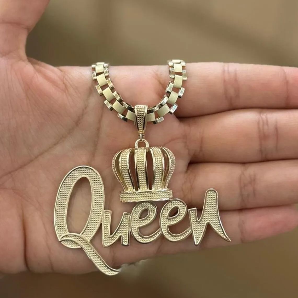 [Copy]Watch Band Style Rolex Links Chain Double Plated Personalized Diamond Cut Name Necklace