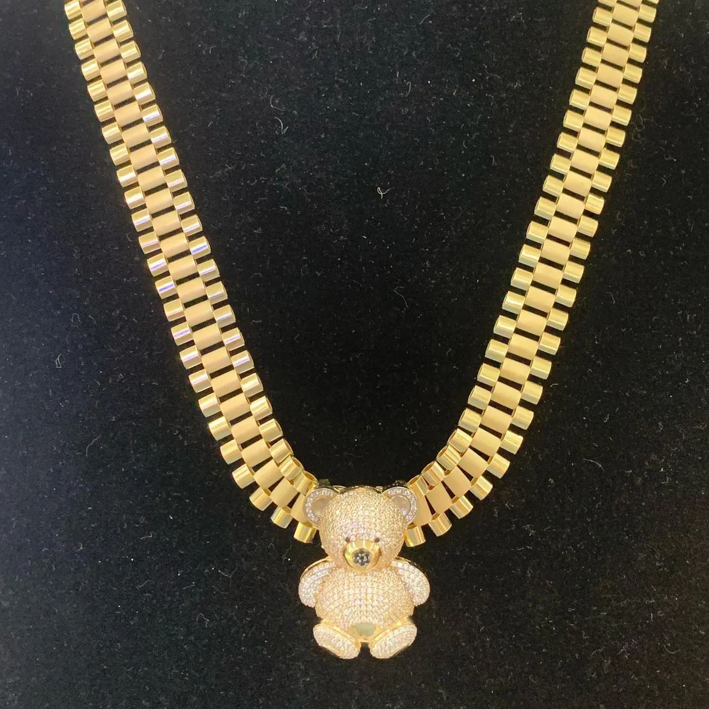 [Copy]Rolex Links Chain Gold Plated Zircon Heart Pendant Necklace