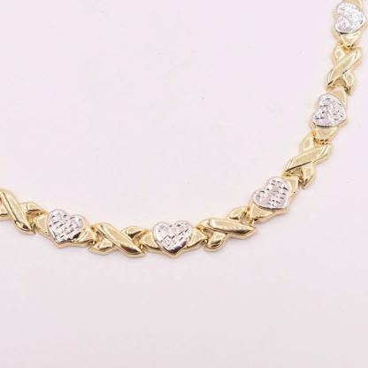 Two Tone Heart XOXO Chain Gold Plated Necklace