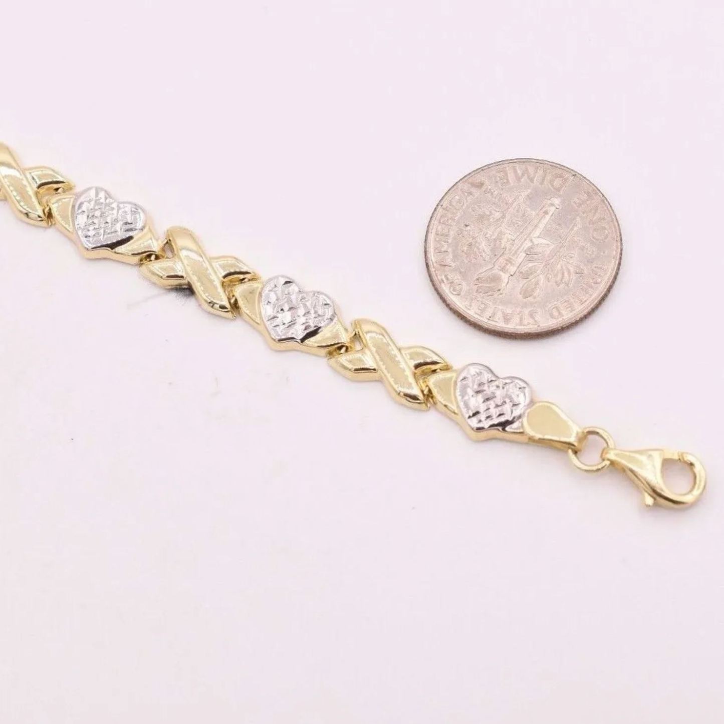 Two Tone Heart XOXO Chain Gold Plated Necklace