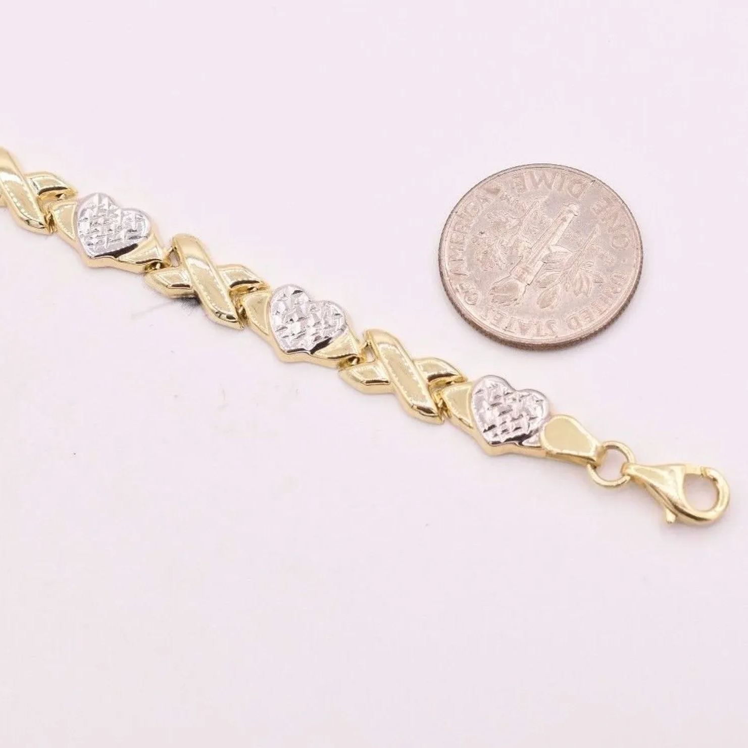 Two Tone Heart XOXO Chain Gold Plated Necklace
