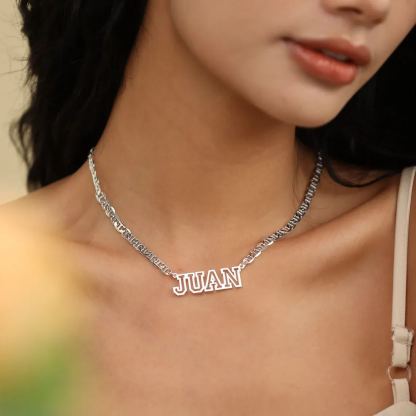 Hollow Letter Nameplate Pendant Personalized Custom Gold Plated Name Necklace