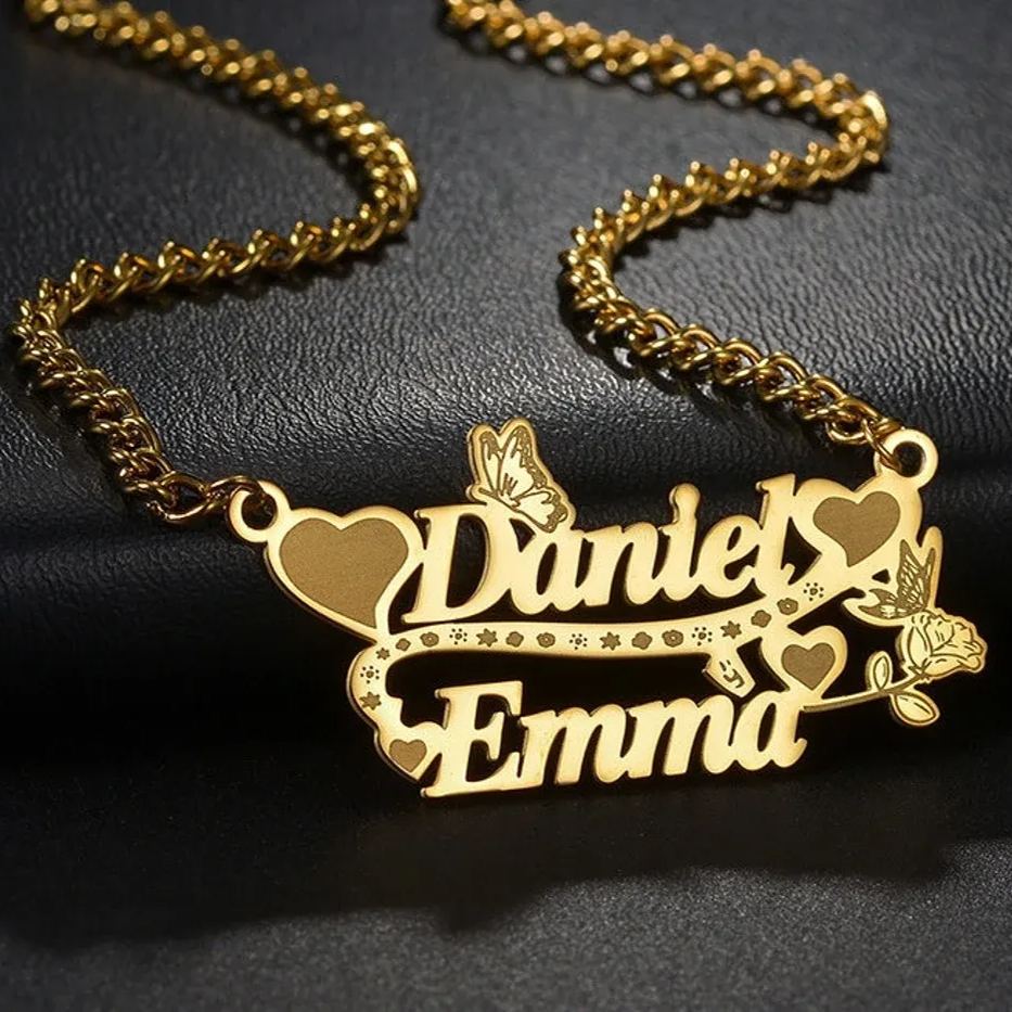 [Copy]Crown Butterfly Nameplated Pendant Personalized Custom Name Necklace 