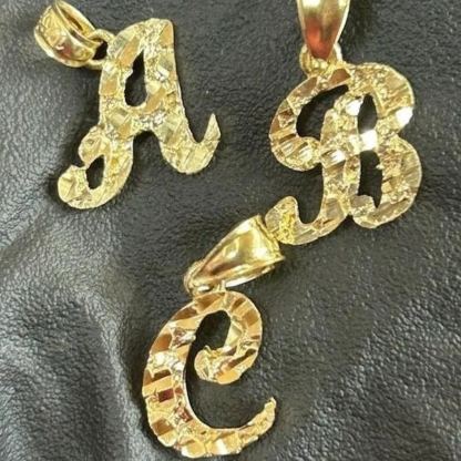 Nugget Letter Pendant Personalized Initial Necklace And Initial Ring Nugget Jewelry Set