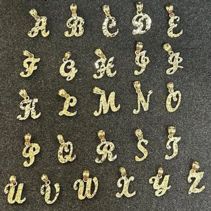 Nugget Letter Pendant Personalized Initial Necklace And Initial Ring Nugget Jewelry Set