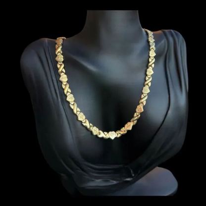 Heart XOXO Chain GOld Plated Classic Necklace And Bracelet