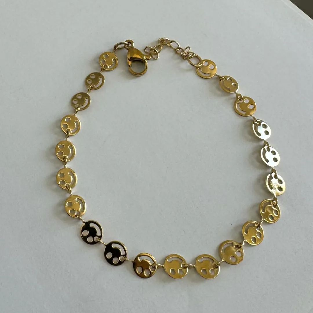 Smile Link Chain Gold Plated Bracelet