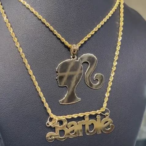 Twist Chain 2pcs Set Gold Plated Necklace And Custom Name Necklace
