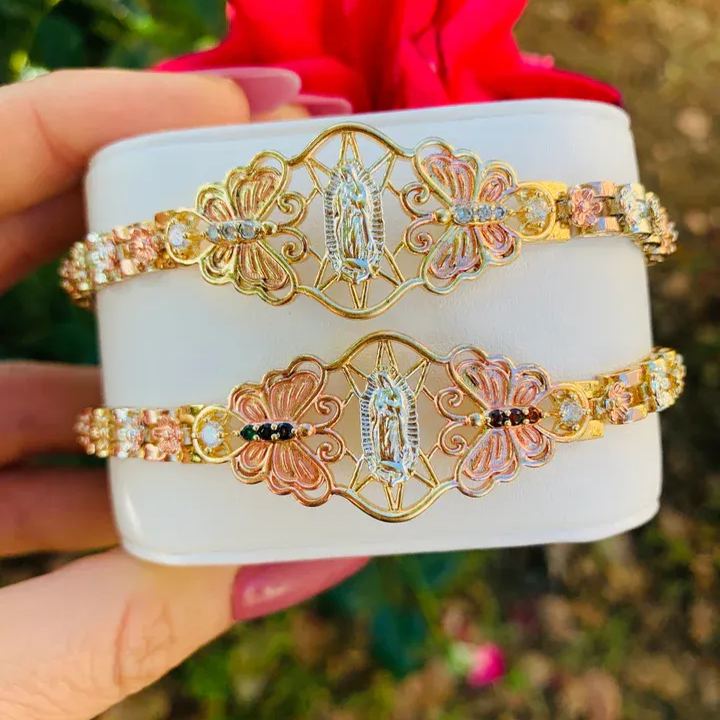 [Copy]Gold Plated Tricolor Virgin Mary Bracelet Rolex Chain Bracelet