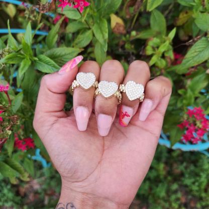 Rolex Style Gold layered Heart White Love Personalized Engraved Ring