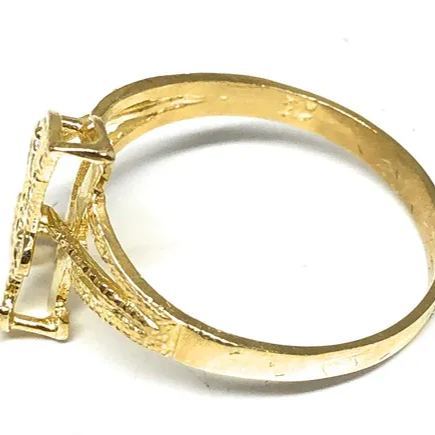 [Copy]Nugget Style Gold Plated Cross Nugget Knuckle Ring Custom Engraved Ring