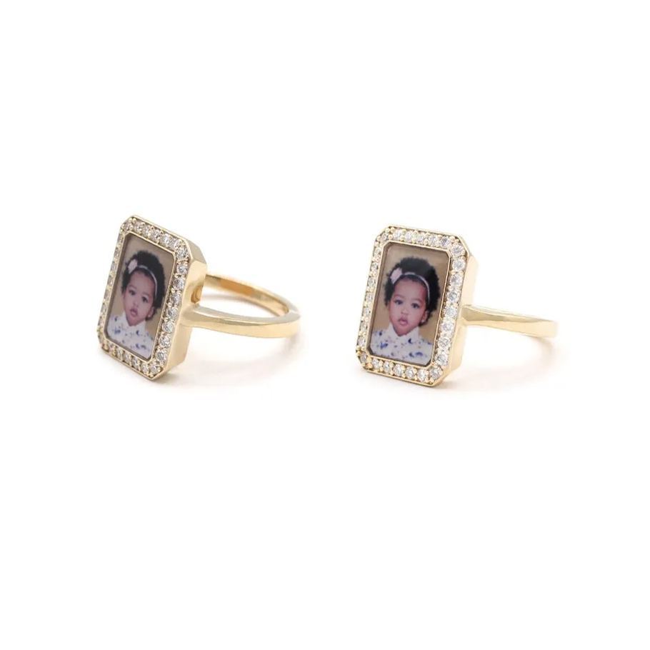 [Copy]Nugget Style Gold Plated 3D Double Magic Letters Personalized Custom Initial Ring