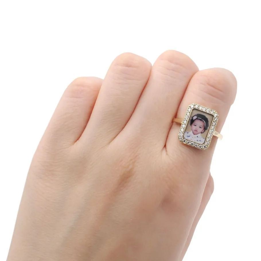 [Copy]Nugget Style Gold Plated 3D Double Magic Letters Personalized Custom Initial Ring