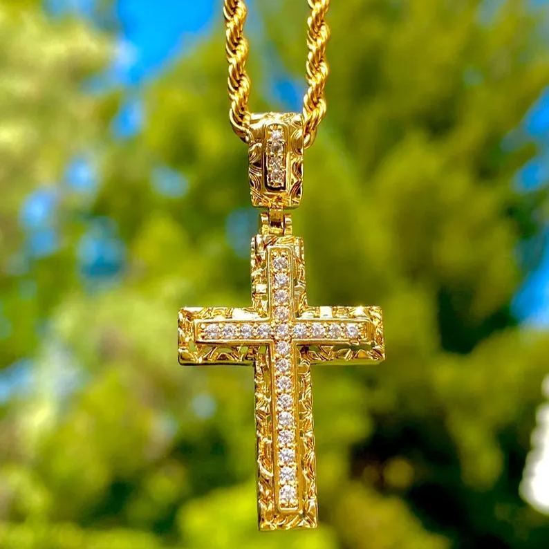 [Copy]Cross Pendant Necklace Gold Rosary Beaded Chain Cross Necklcace