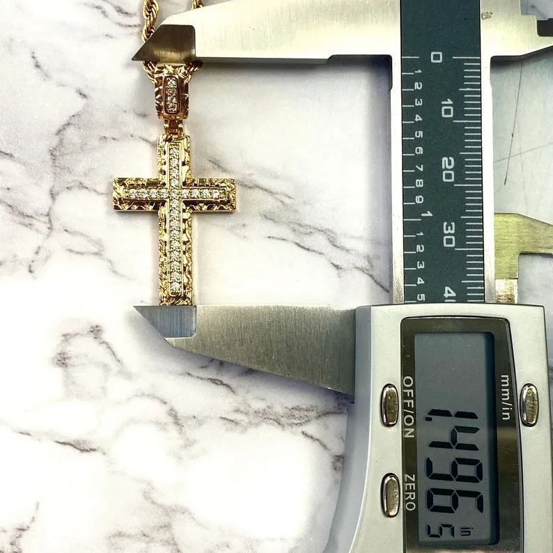 [Copy]Cross Pendant Necklace Gold Rosary Beaded Chain Cross Necklcace