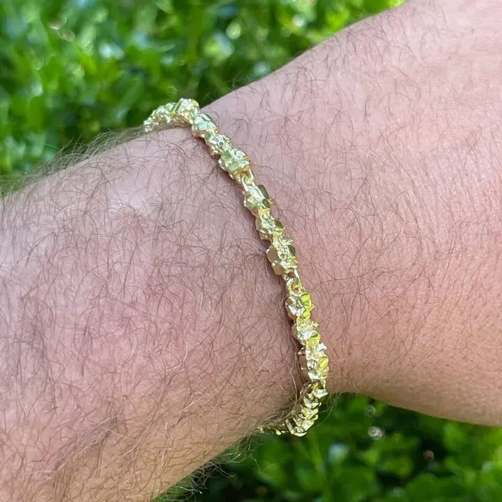 Nugget Style Bracelet Gold Plated Mens Bracelet