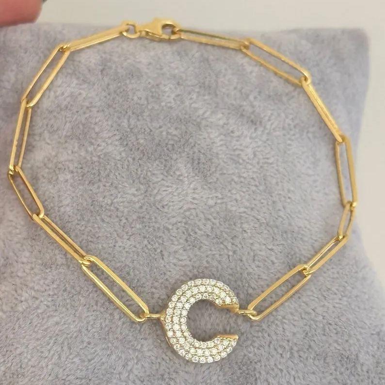 [Copy]Personalized Heart Name Bracelet Cuban Chain Gold Plated Bracelet