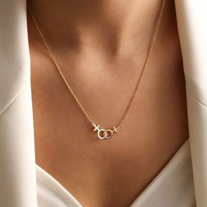 [Copy]Double Layer Two Tone Letter Necklace Personalized Initial Necklace