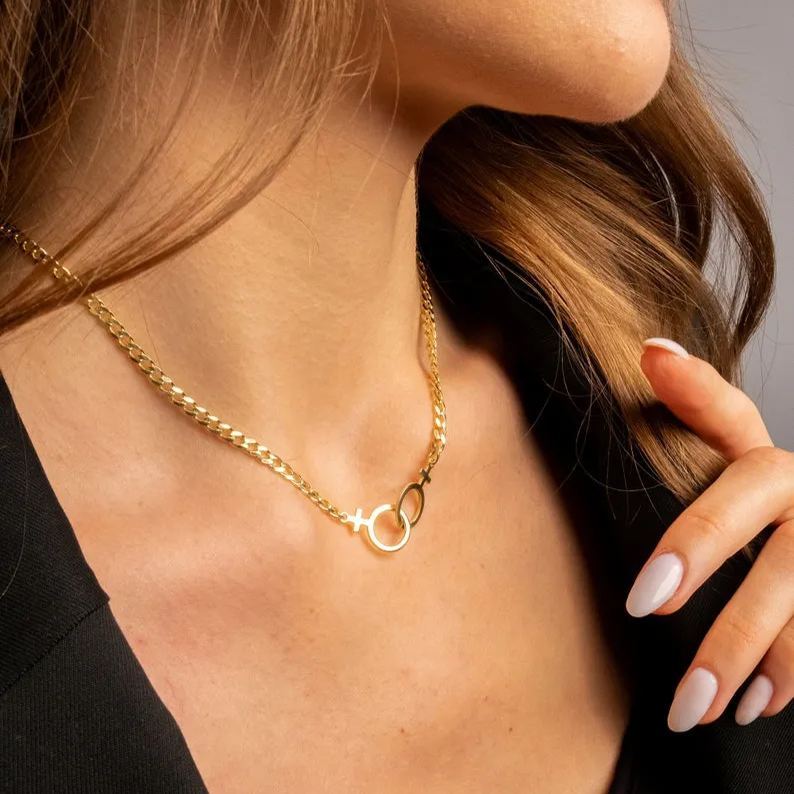 [Copy]Gold Plated Lesbian Necklace LGBT Pride Necklace