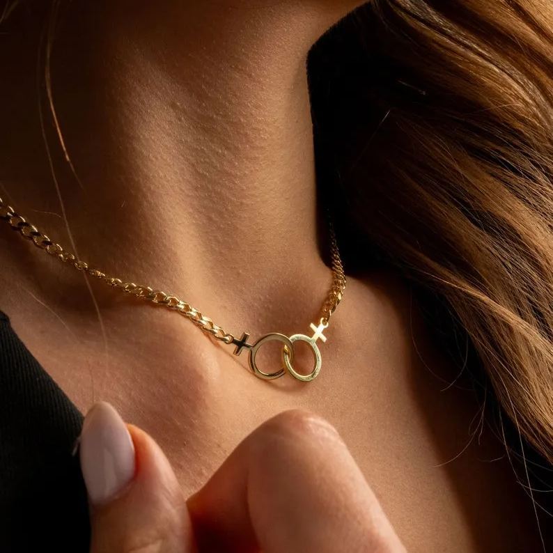 [Copy]Gold Plated Lesbian Necklace LGBT Pride Necklace